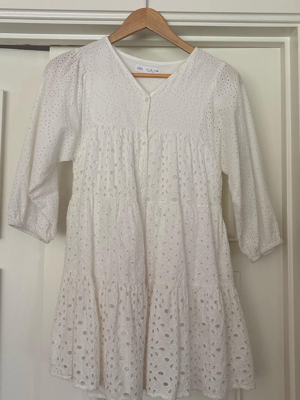 Zara Girls White Eyelet Dress
